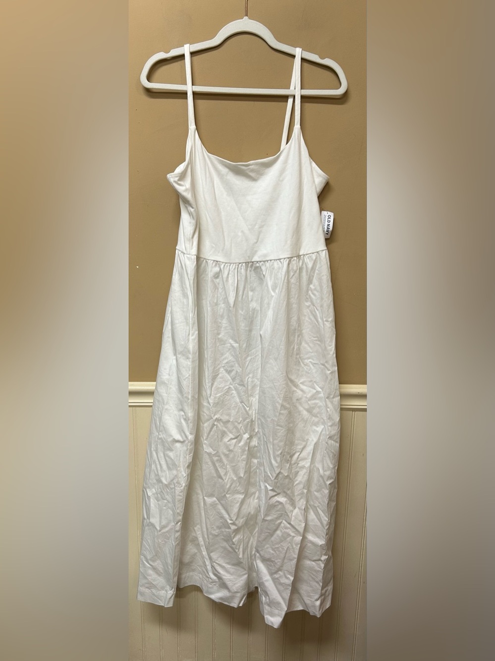 Old Navy Fit And Flare Combination Midi Tank Dress  XL Tall Midi White NWT